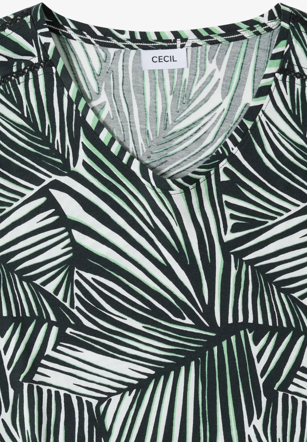Shirt met V-hals en kanten detail