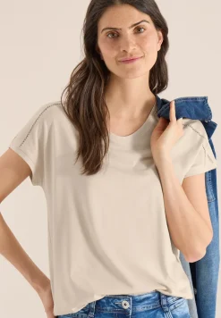 Shirt met V-hals en kanten detail