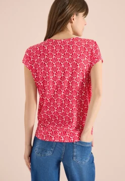 Shirt met V-hals en schelpenprint
