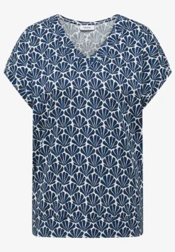 Shirt met V-hals en schelpenprint