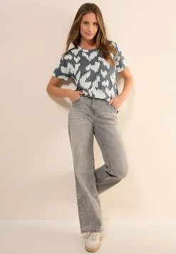 Shirt van crêpe met patroon