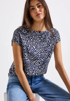 Shirt van gemengd materiaal met patroon