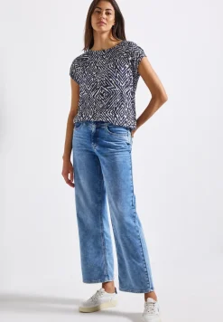 Shirt van gemengd materiaal met patroon