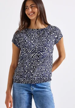Shirt van gemengd materiaal met patroon