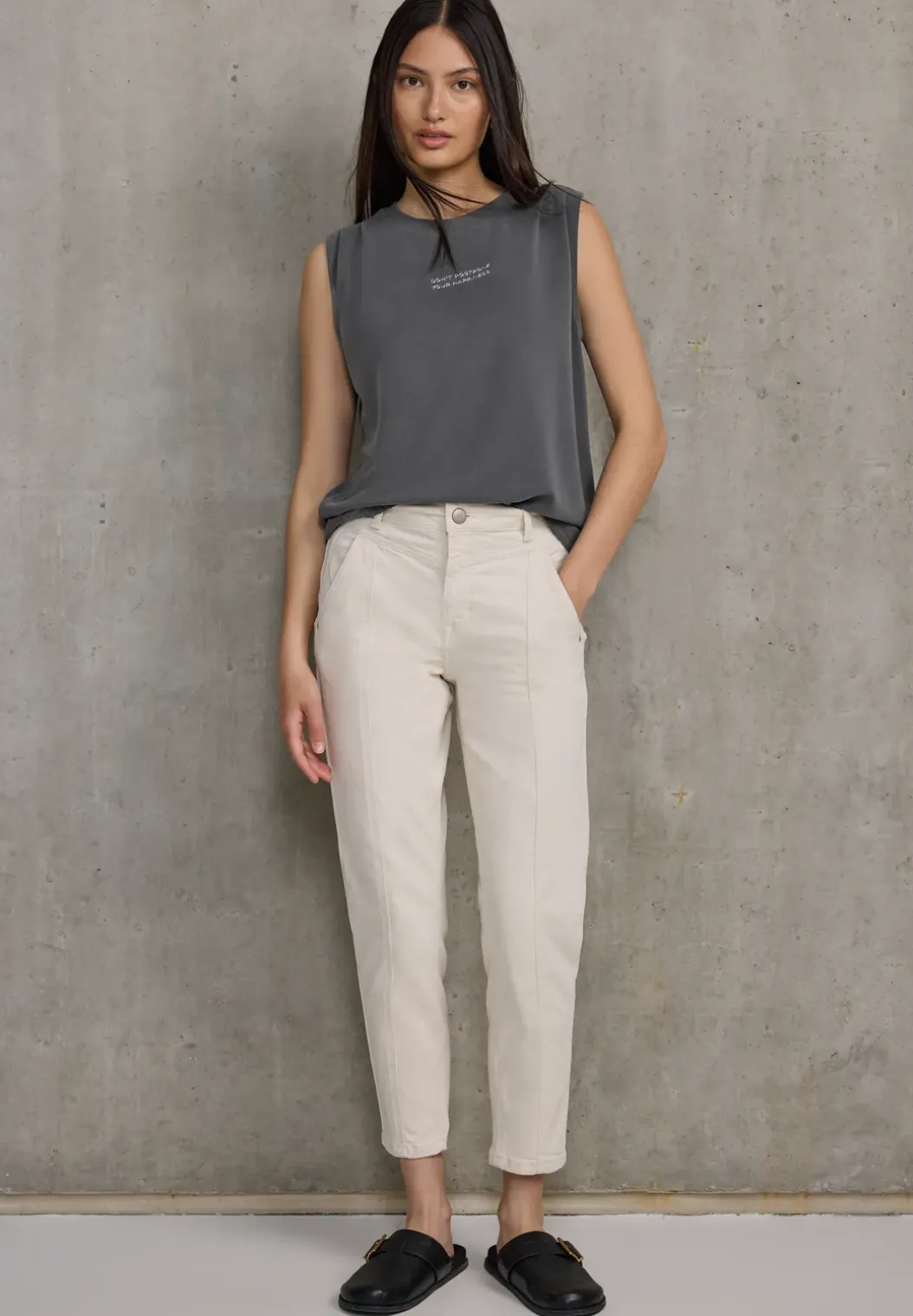 Silk-Look top met tekst