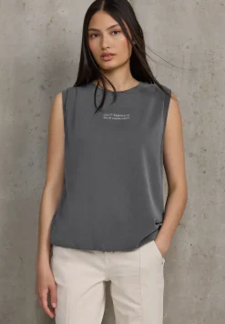 Silk-Look top met tekst