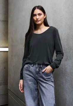 Silk-Look V-hals Shirt