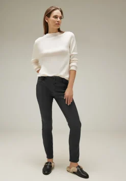 Slim fit broek met coating