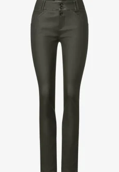 Slim fit broek met coating