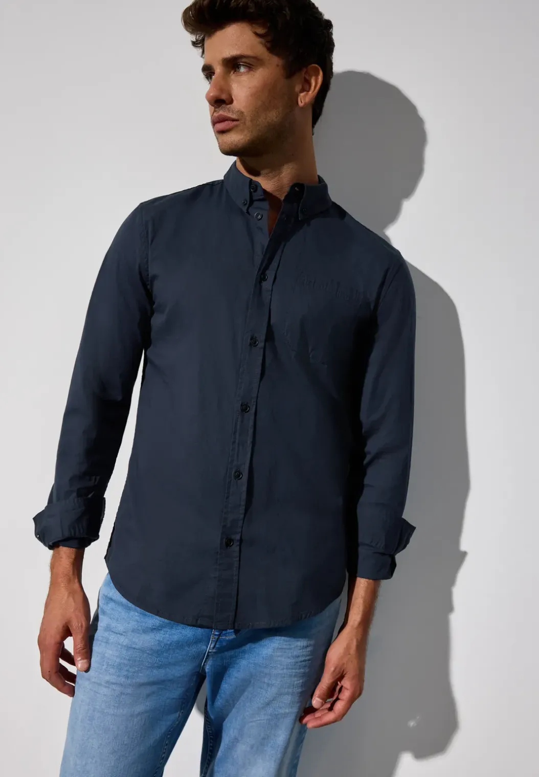 Slim fit overhemd in popeline