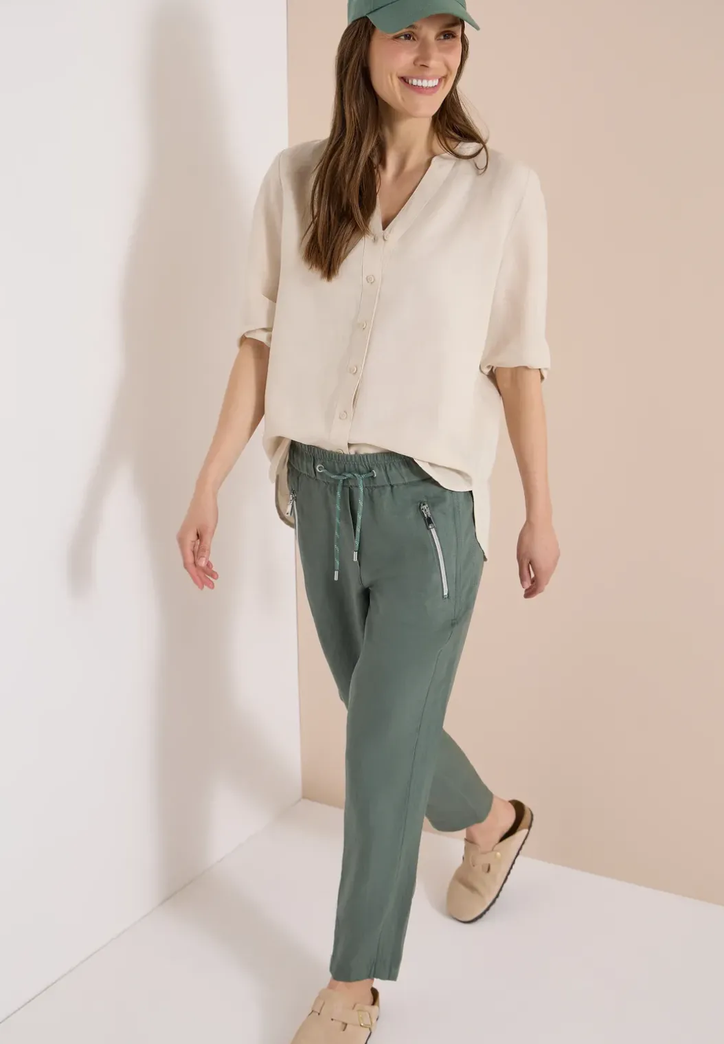 Slim Legs broek van linnenmix