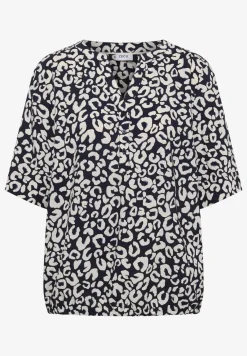 Split hals blouse met leo patroon