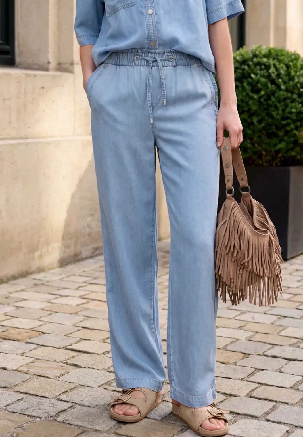 Straight Legs broek met paperbag tailleband
