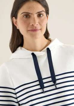 Sweater met korte mouwen, capuchon en strepen