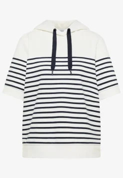 Sweater met korte mouwen, capuchon en strepen