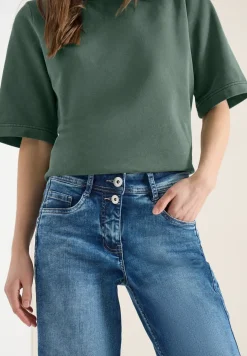 Sweater met korte mouwen in garment dye-look