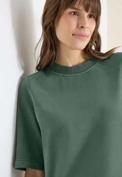 Sweater met korte mouwen in garment dye-look