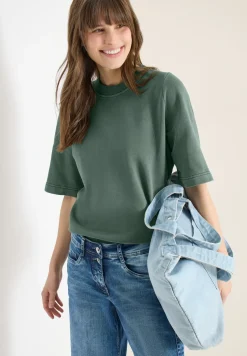 Sweater met korte mouwen in garment dye-look