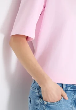 Sweater met korte mouwen in garment dye-look