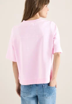 Sweater met korte mouwen in garment dye-look