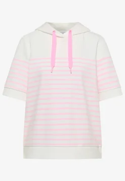 Sweater met korte mouwen, capuchon en strepen