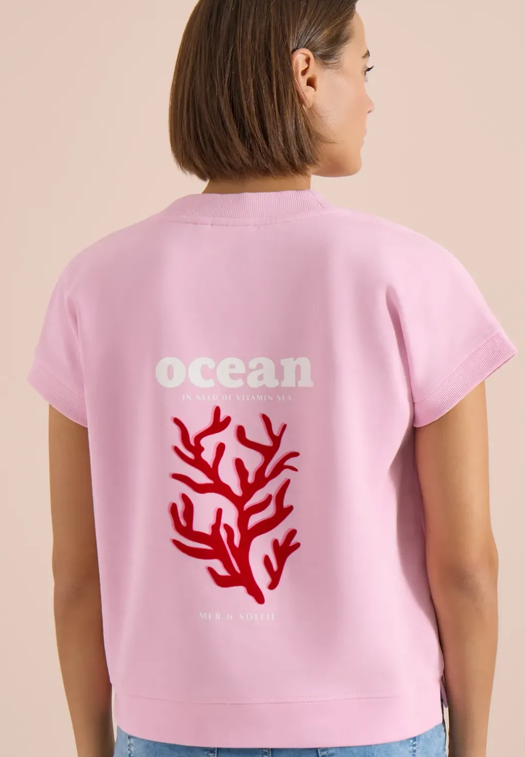 Sweater met korte mouwen en rugprint