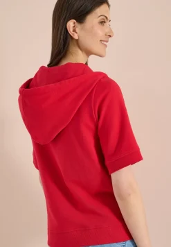 Sweaterjack met korte mouwen en capuchon