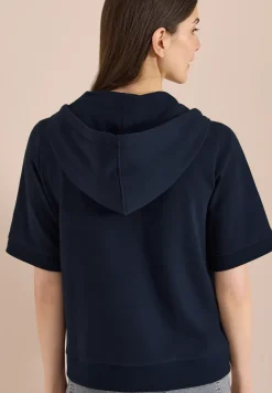 Sweaterjack met korte mouwen en capuchon