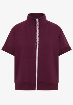 Sweaterjack met korte mouwen en ritssluiting