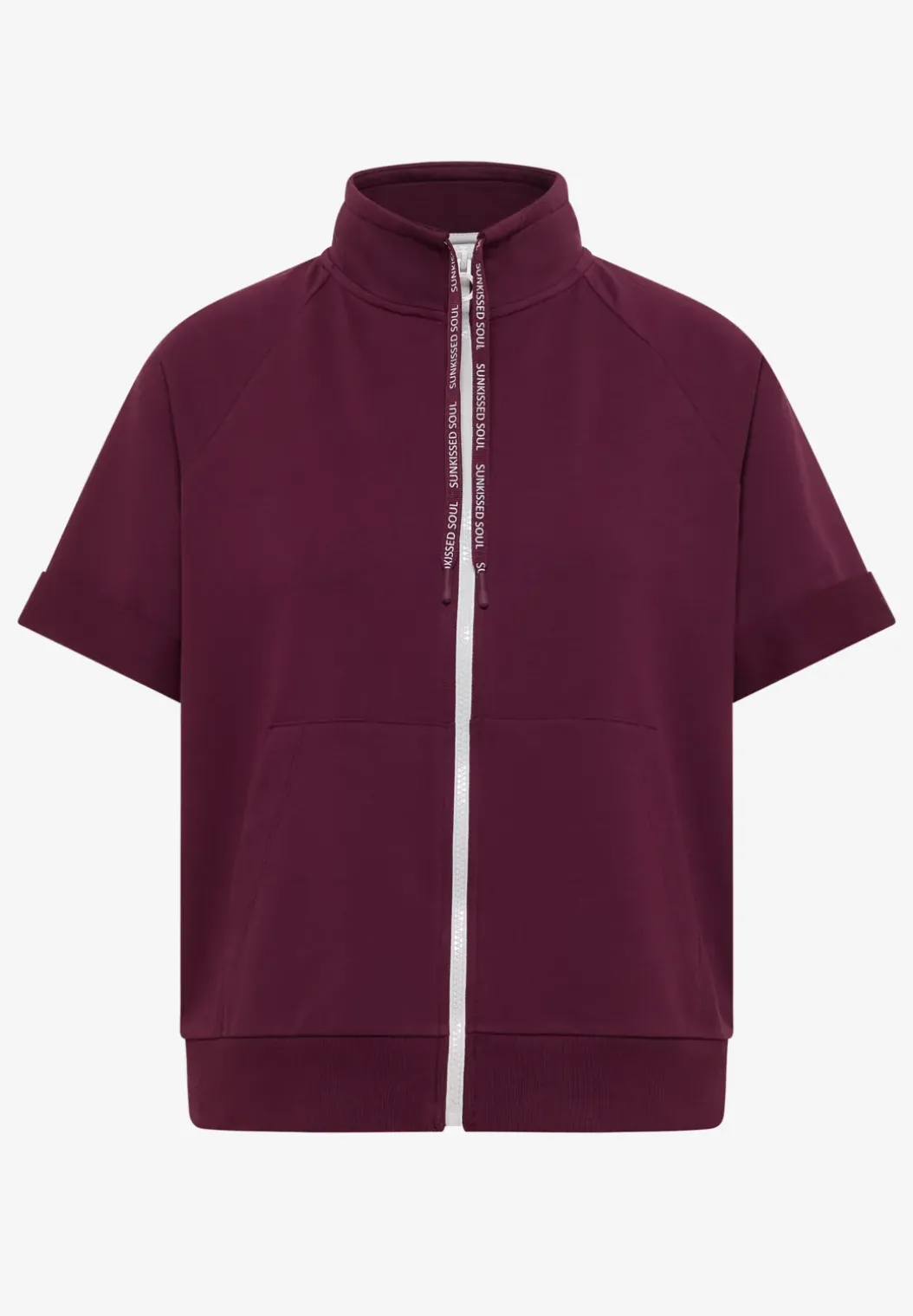 Sweaterjack met korte mouwen en ritssluiting