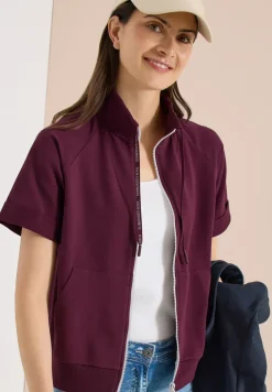 Sweaterjack met korte mouwen en ritssluiting