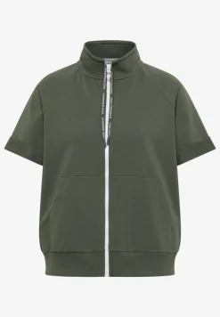 Sweaterjack met korte mouwen en ritssluiting