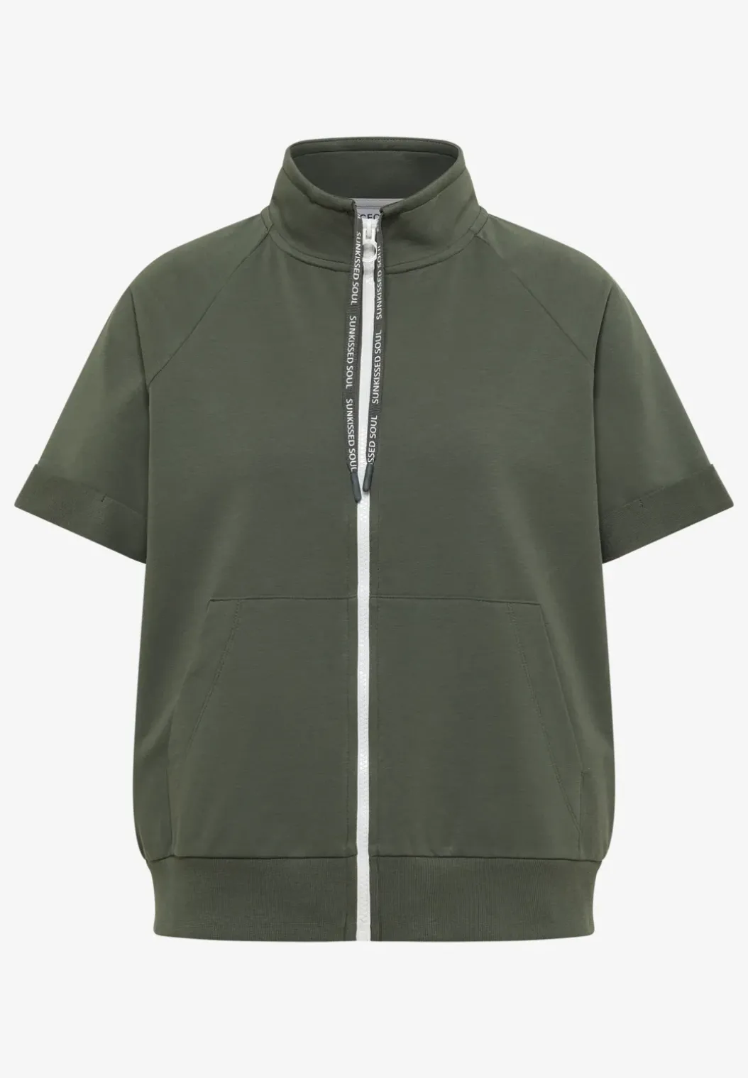 Sweaterjack met korte mouwen en ritssluiting