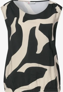 Top in structuurmix met print