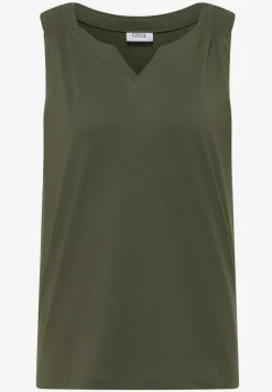 Top met gespleten hals in effen kleur