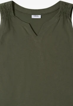 Top met gespleten hals in effen kleur