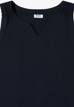 Top met gespleten hals in effen kleur