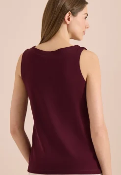 Top met gespleten hals in effen kleur