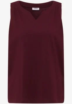 Top met gespleten hals in effen kleur