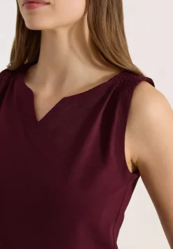 Top met gespleten hals in effen kleur