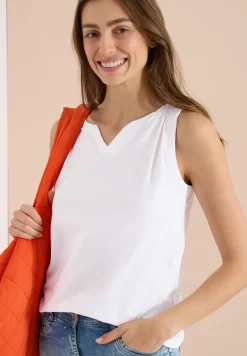 Top met gespleten hals in effen kleur