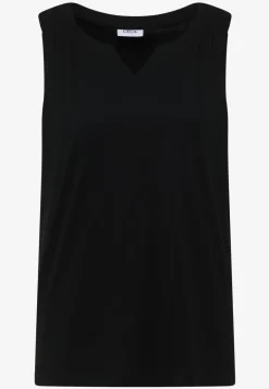 Top met gespleten hals in effen kleur