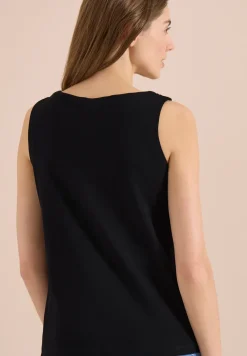 Top met gespleten hals in effen kleur