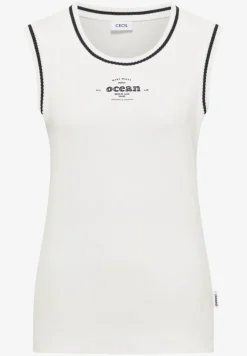 Top met ronde hals en contrasterende details