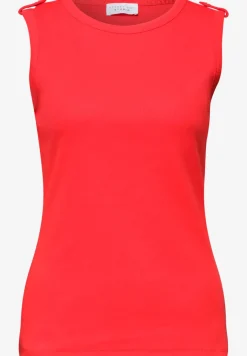 Top met ronde hals en knoopdetail