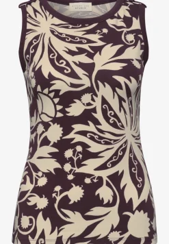 Top met ronde hals en knoopdetail