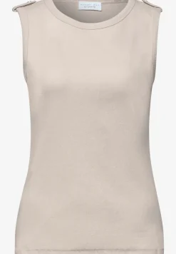Top met ronde hals en knoopdetail