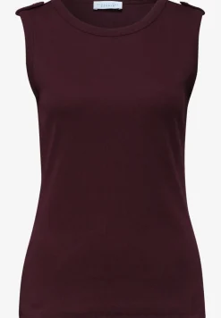 Top met ronde hals en knoopdetail