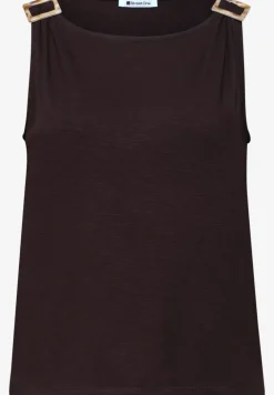 Top met ronde hals en schouderdetails