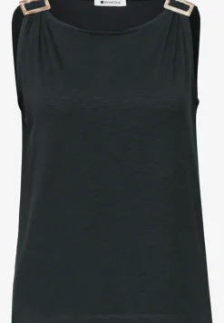 Top met ronde hals en schouderdetails